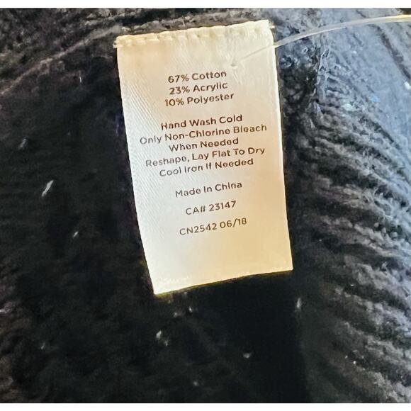 Talbots Navy Blue Cotton Blend Cable Knit Button Sweater Poncho Sz M (A0132) - Picture 7 of 7